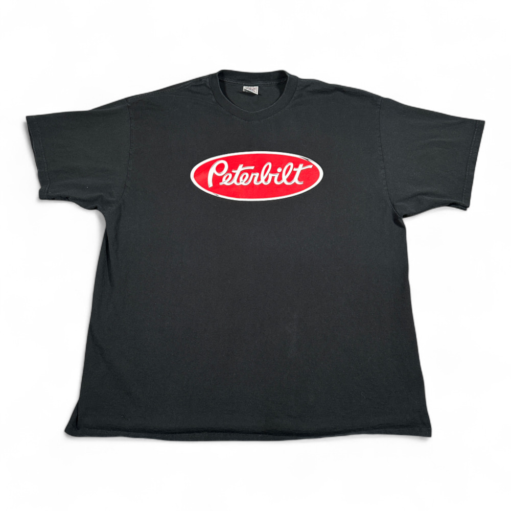 Vintage Peterbilt Shirt Adult 2XL XXL Black Red Logo Trucker Semi 90s